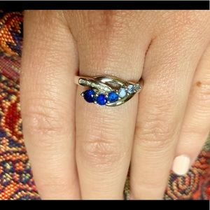 Sterling silver, sapphire + diamond ring from Kay